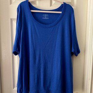 Talbots Cotton Tee Plus Size 3X Blue NWOT